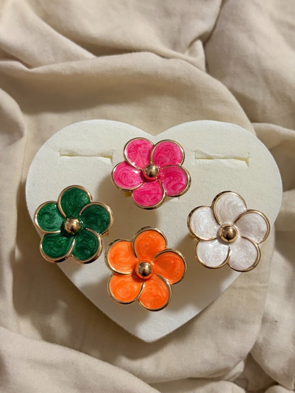 Free People Enamel Flower Statement Ring Set